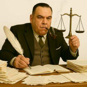 Portrait sérieux de l’auteur, pipe à la bouche et regard attentif | Serious portrait of the author with a pipe and attentive gaze